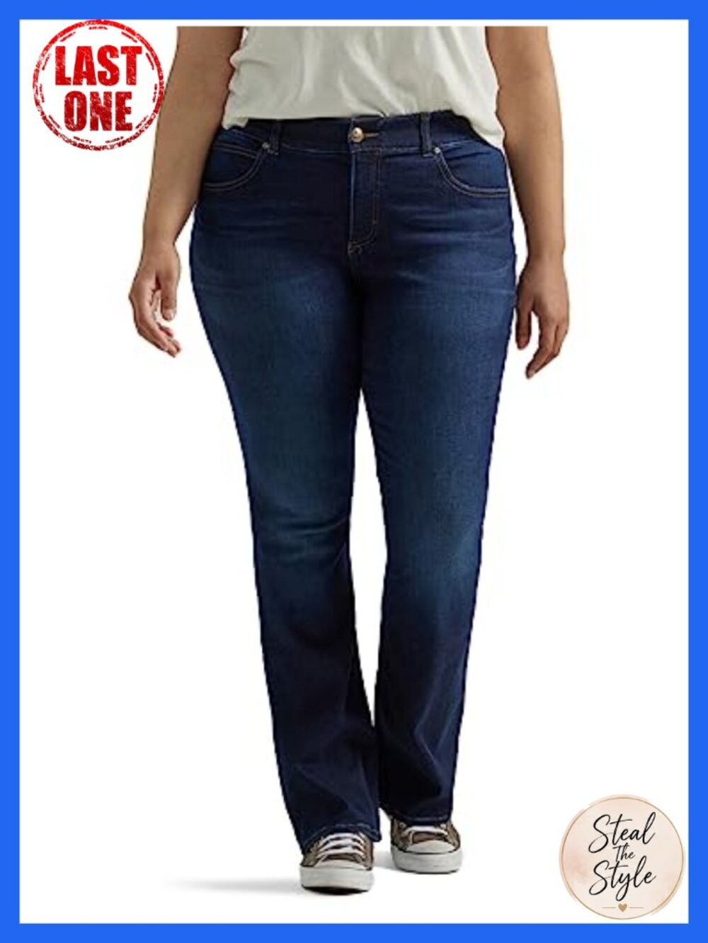 Regular Fit Bootcut Jeans with Stretch Denim and Elastic Waistband